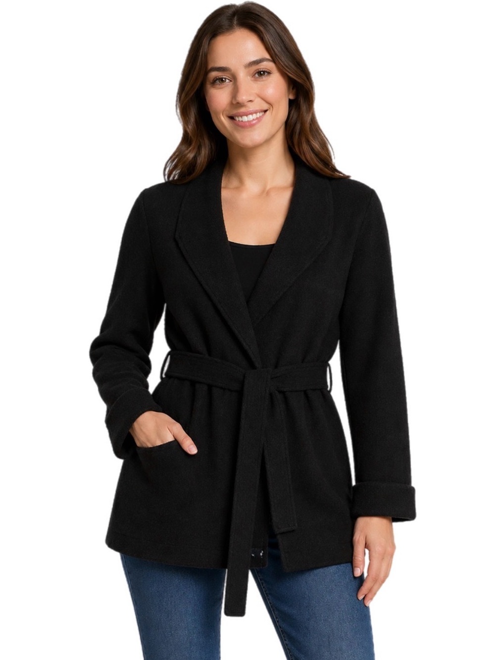 NWT PS SP Petite 100% Wool Comfy Ruby Rd. Jacket Sweater Cardigan Women’s Black